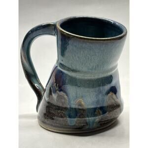 Handmade Studio Pottery Mug – Unique twisted Handle and Shape Signed Coffee Cup